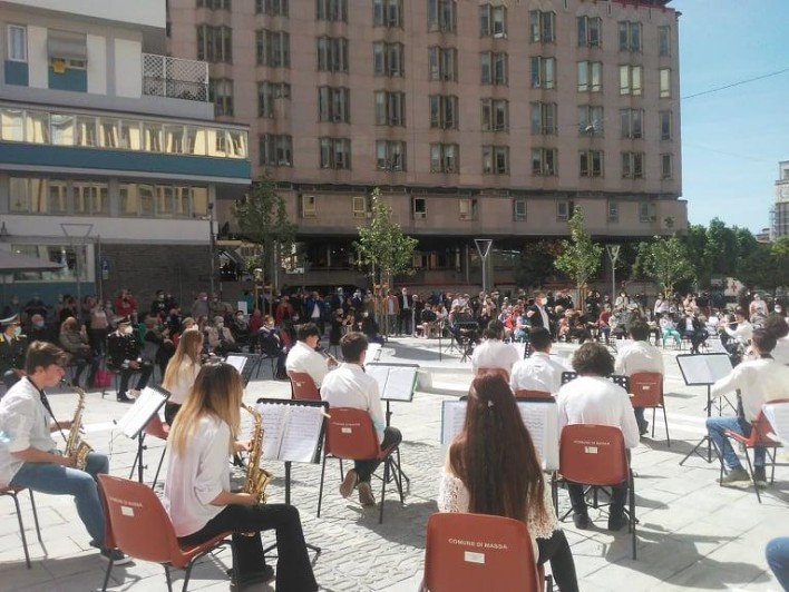 Fotografia dell''orchestra dei fiati del Liceo musicale Palma